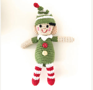 Hand crocheted elf Christmas tree decoration